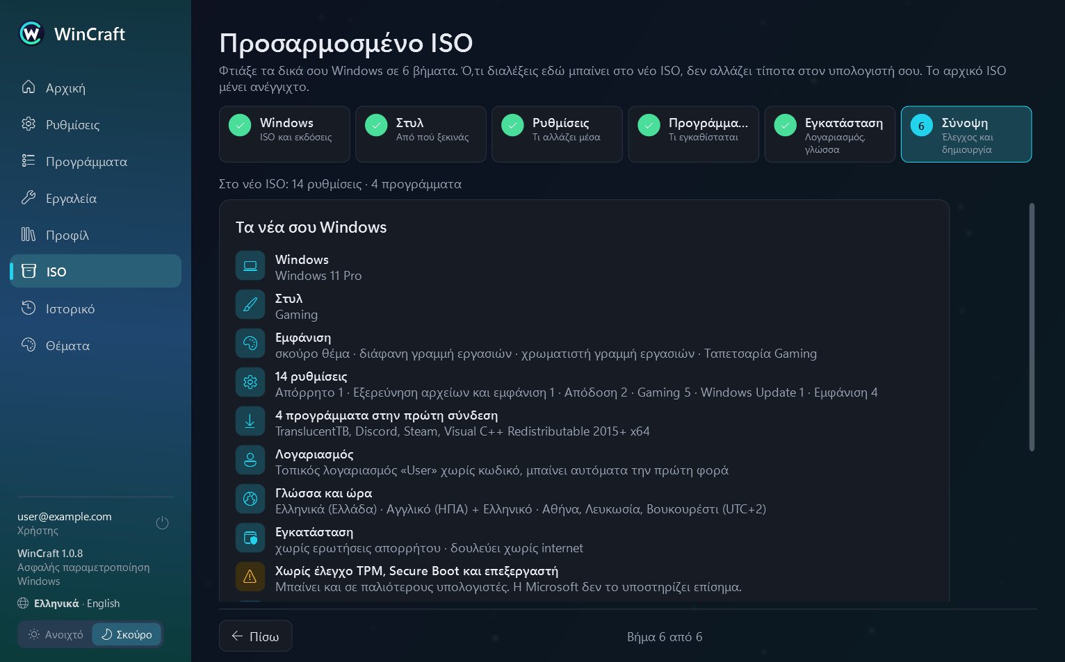 Ο οδηγός ISO, βήμα Σύνοψη